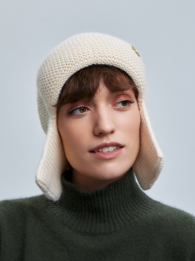 шапка ушанка 230160REC - молочный (1)