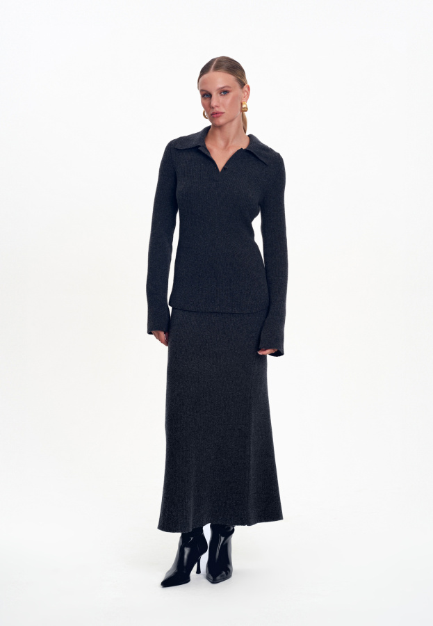 25W0212K джемпер-поло антрацит (1)  25W0502K юбка удлиненная антрацит