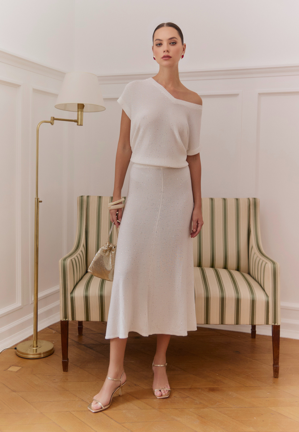 юбка 25S5012K белый+серебро  джемпер 25S2312K белый+серебро 1