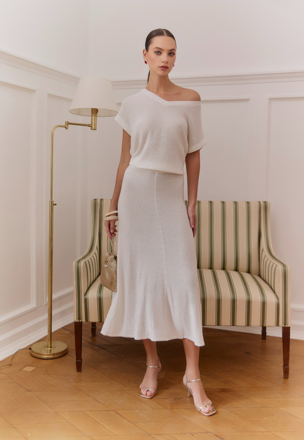 юбка 25S5012K белый+серебро  джемпер 25S2312K белый+серебро 2