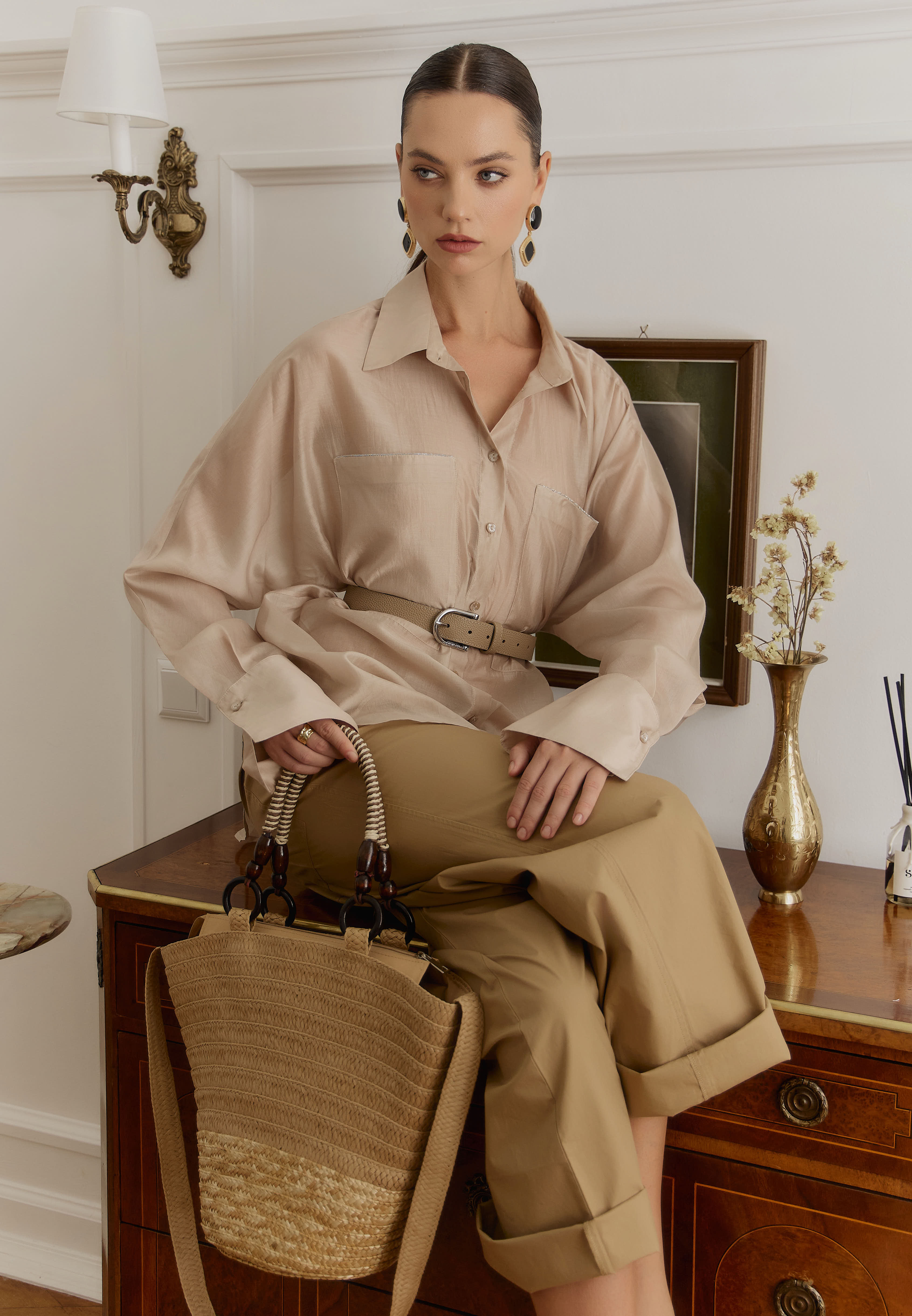 рубашка 25S1019F - светло-бежевый (12)