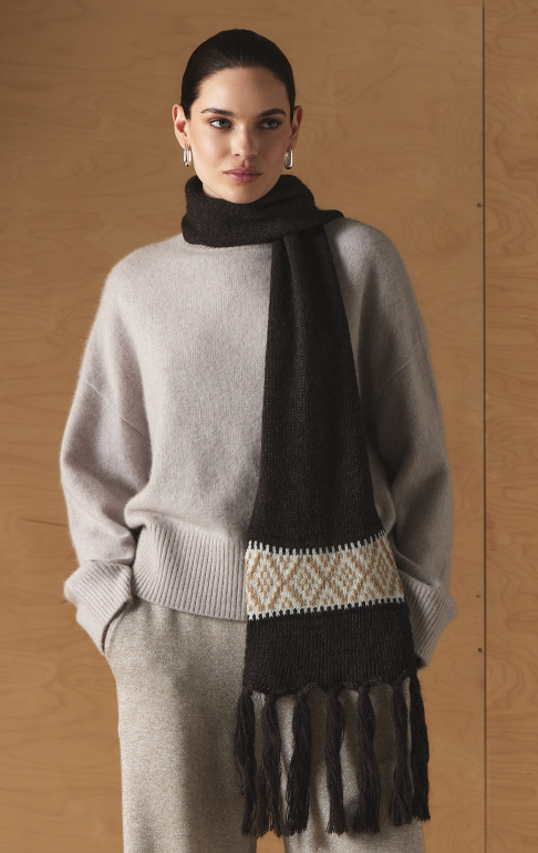 Шарф 260175PG Бежево-коричневый (3)