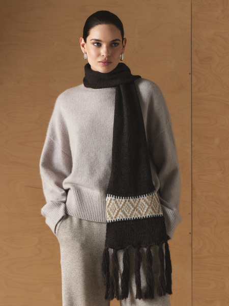 Шарф 260175PG Бежево-коричневый (3)