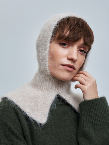 капор с манишкой 260151SR - светло-бежевый (2)