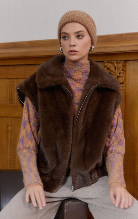 шуба-жилет 248318-1 - коричневый (4)