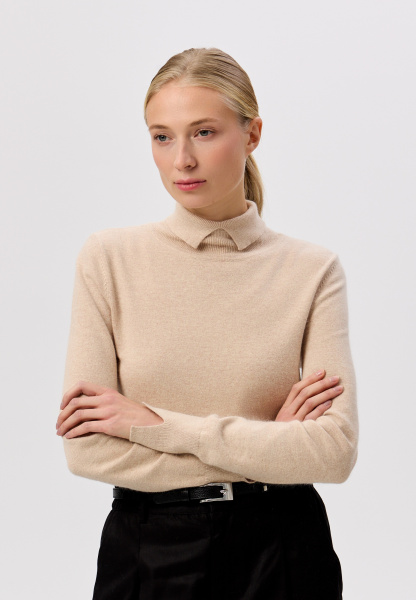 водолазка с разрезом на горле 2437W бежевый (2)