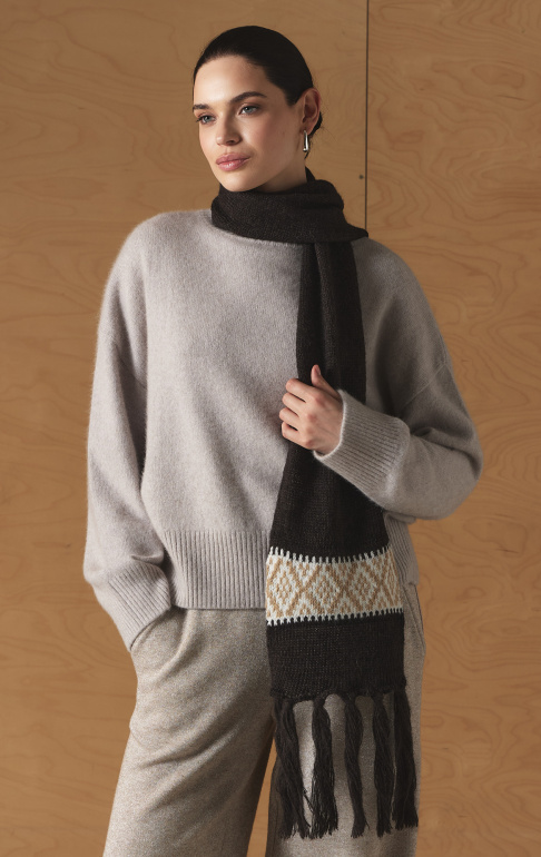 Шарф 260175PG Бежево-коричневый (2)