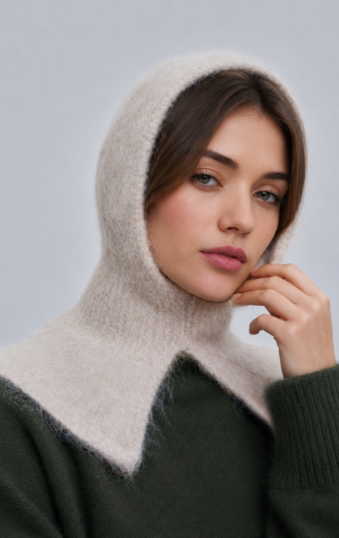 Капор с манишкой 260151SR Светло-бежевый (3)