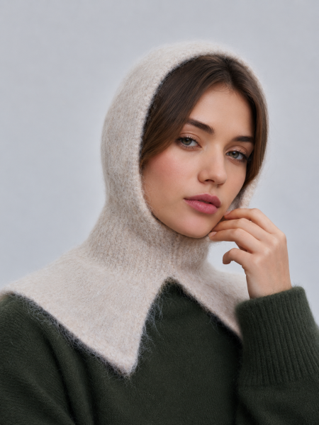 Капор с манишкой 260151SR Светло-бежевый (3)