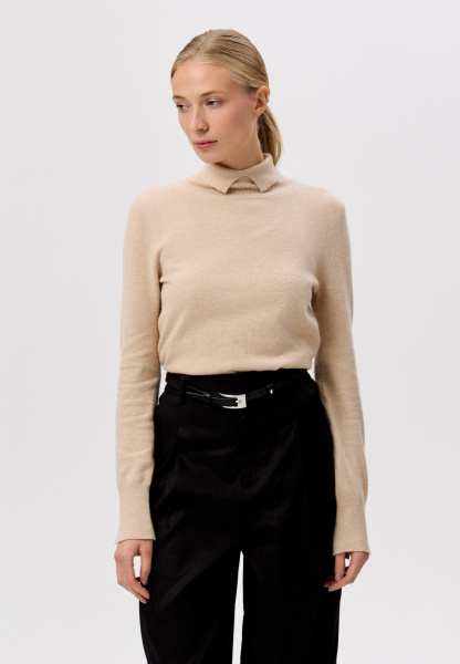 водолазка с разрезом на горле 2437W бежевый (3)