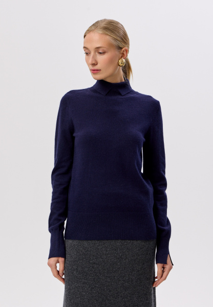 водолазка с разрезом на горле 2437W темно-синий (1)