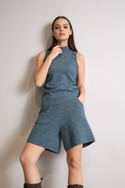 шорты 23-0135 джинсовый меланж, джемпер без рукавов 2435WS джинсовый меланж (2)