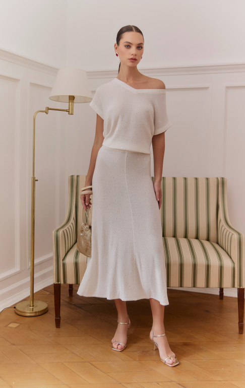 юбка 25S5012K белый+серебро  джемпер 25S2312K белый+серебро 1