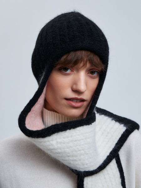 шапка ушанка 240140 - черно-розовый (3)