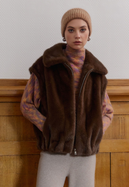 шуба-жилет 248318-1 - коричневый (3)
