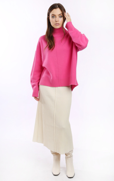 юбка молочная, джемпер 2428WCASH фуксия (1)