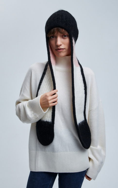 шапка ушанка 240140 - черно-розовый (1)