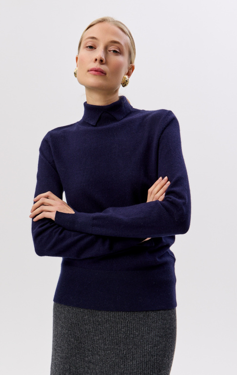 водолазка с разрезом на горле 2437W темно-синий (4)