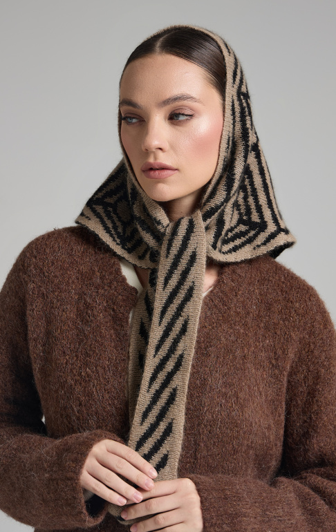 косынка 250112REC - темно-бежевый (черный) 4