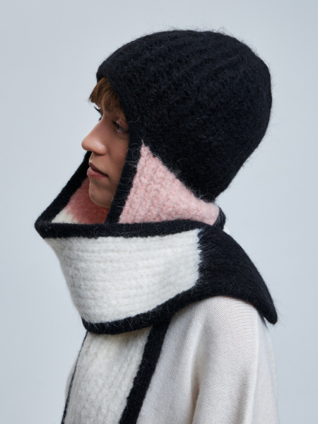 шапка ушанка 240140 - черно-розовый (4)