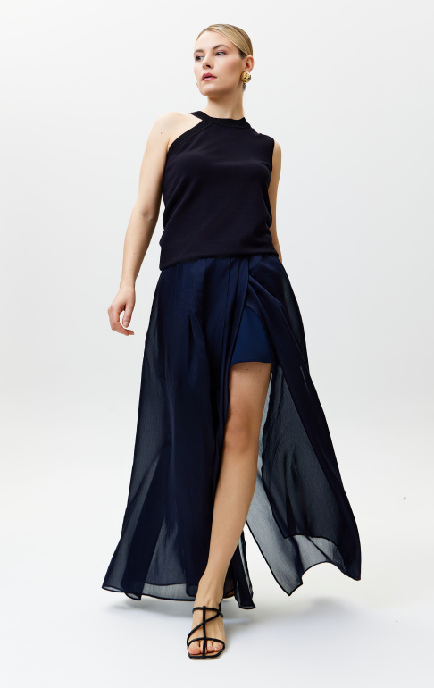 джемпер 25S2310K черный  юбка 25S5019F синий 4