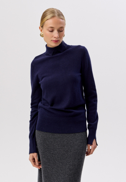 водолазка с разрезом на горле 2437W темно-синий (5)