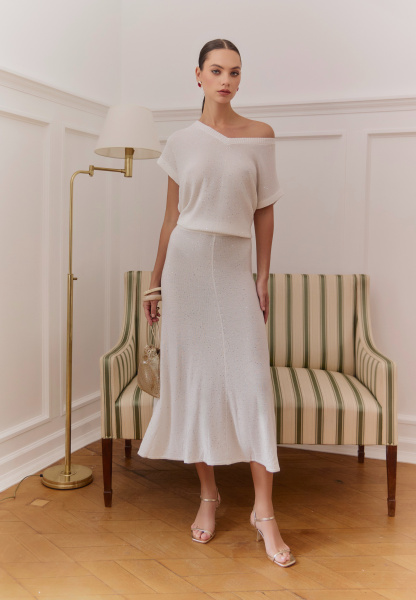 юбка 25S5012K белый+серебро  джемпер 25S2312K белый+серебро 1