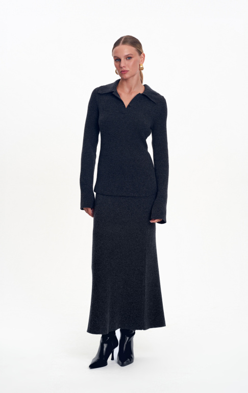 25W0212K джемпер-поло антрацит (1)  25W0502K юбка удлиненная антрацит