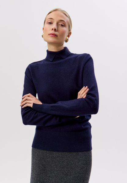 водолазка с разрезом на горле 2437W темно-синий (4)