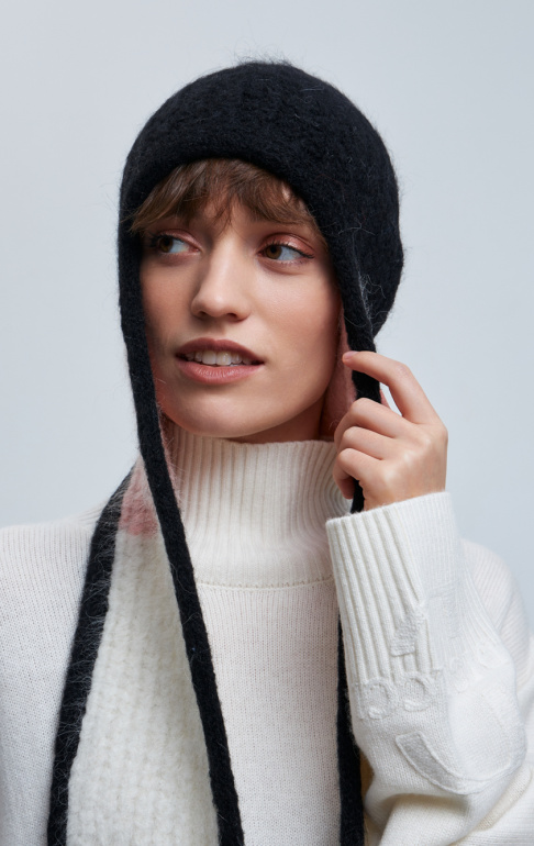 шапка ушанка 240140 - черно-розовый (2)