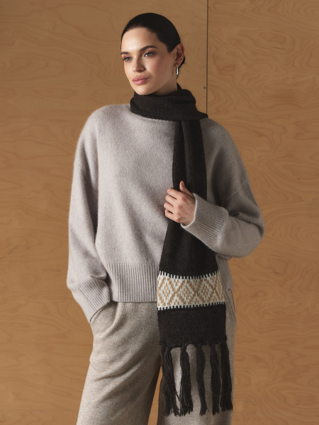 Шарф 260175PG Бежево-коричневый (2)