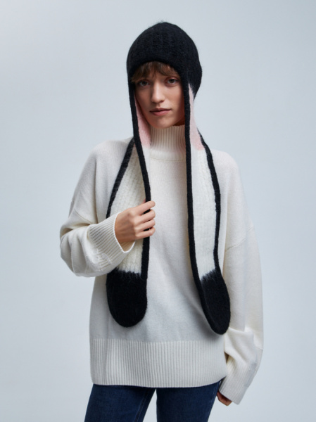 шапка ушанка 240140 - черно-розовый (1)