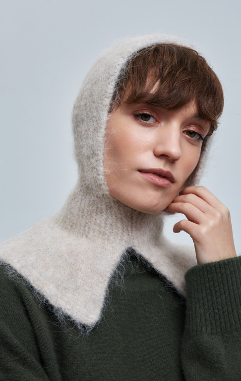 капор с манишкой 260151SR - светло-бежевый (2)