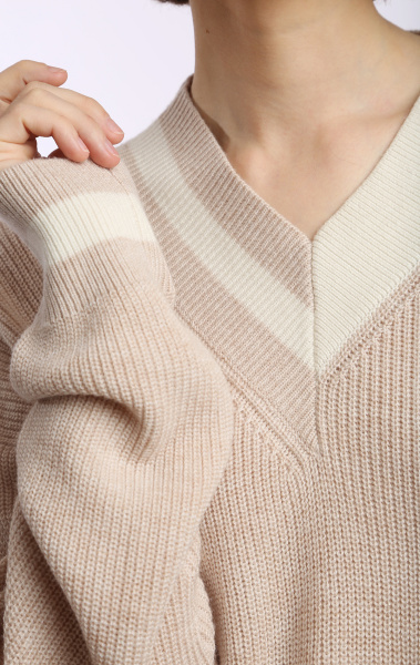 джемпер 2425WCASH бежевый с молочными полосками (5)