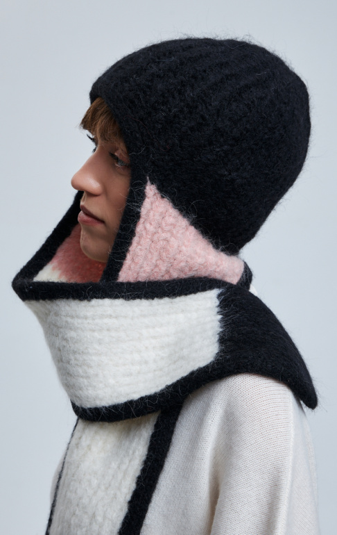 шапка ушанка 240140 - черно-розовый (4)