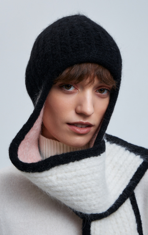 шапка ушанка 240140 - черно-розовый (3)